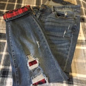 Judy Blues  Plaid Patched skinny fit jean size 18W